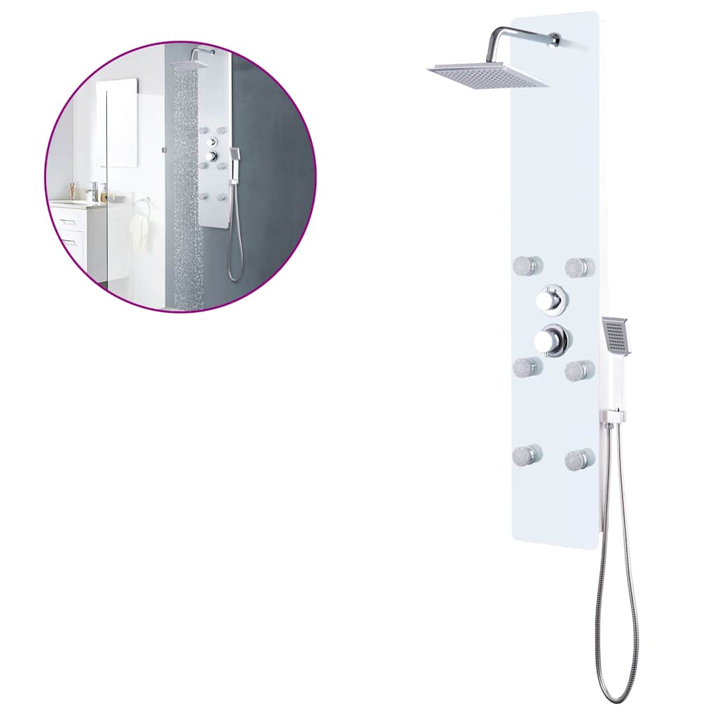 142992 vidaXL Shower Panel Unit Glass 25x44,6x130 cm White