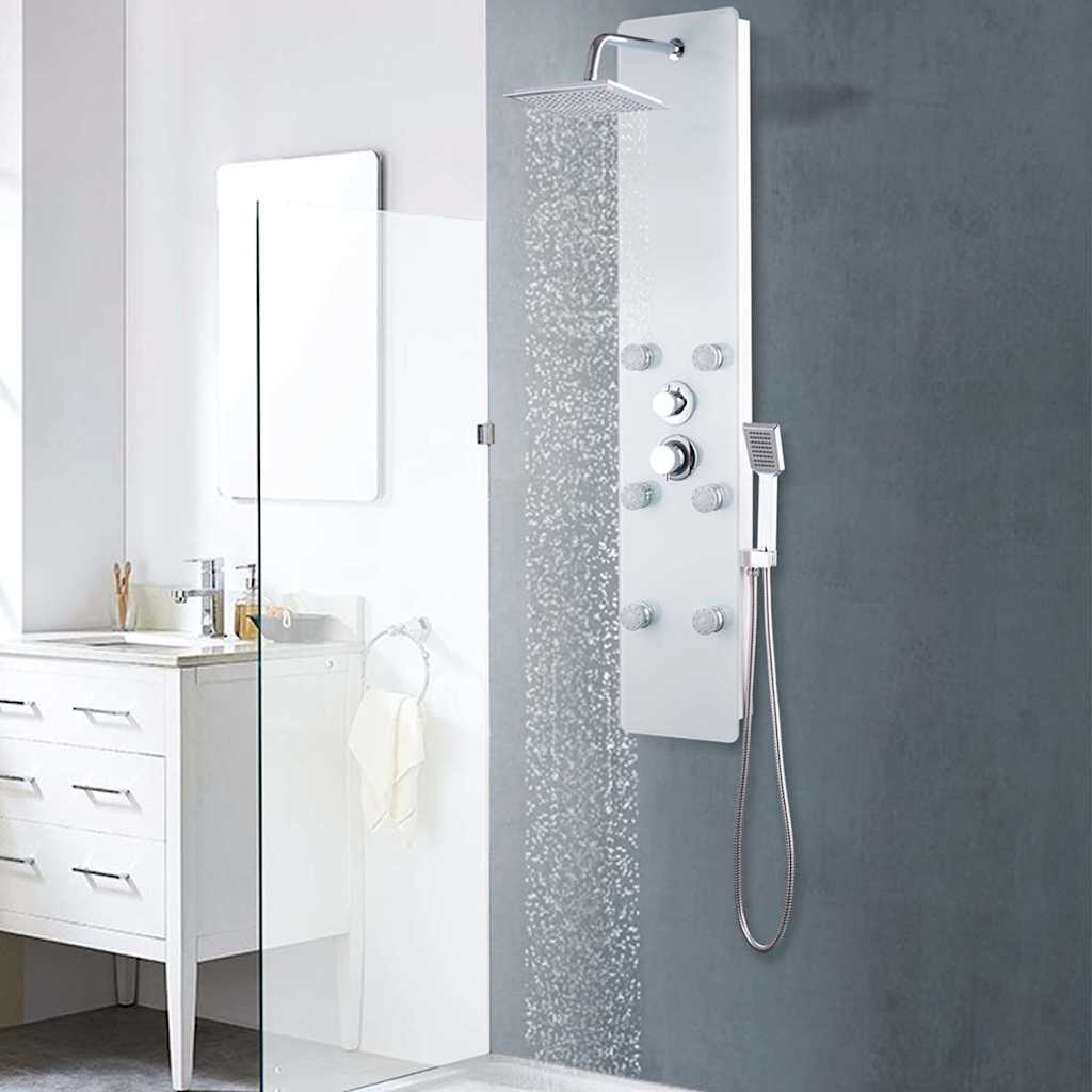 142992 vidaXL Shower Panel Unit Glass 25x44,6x130 cm White
