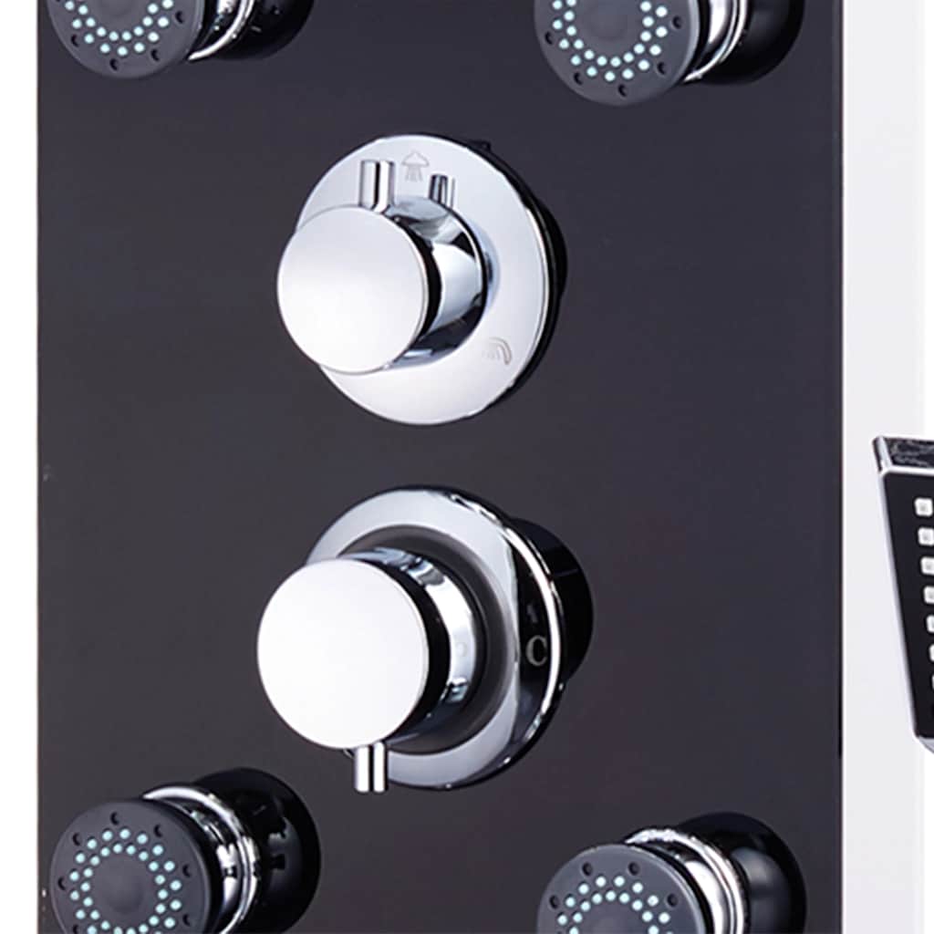 Shower Panel Unit Glass 25x44,6x130 cm Black