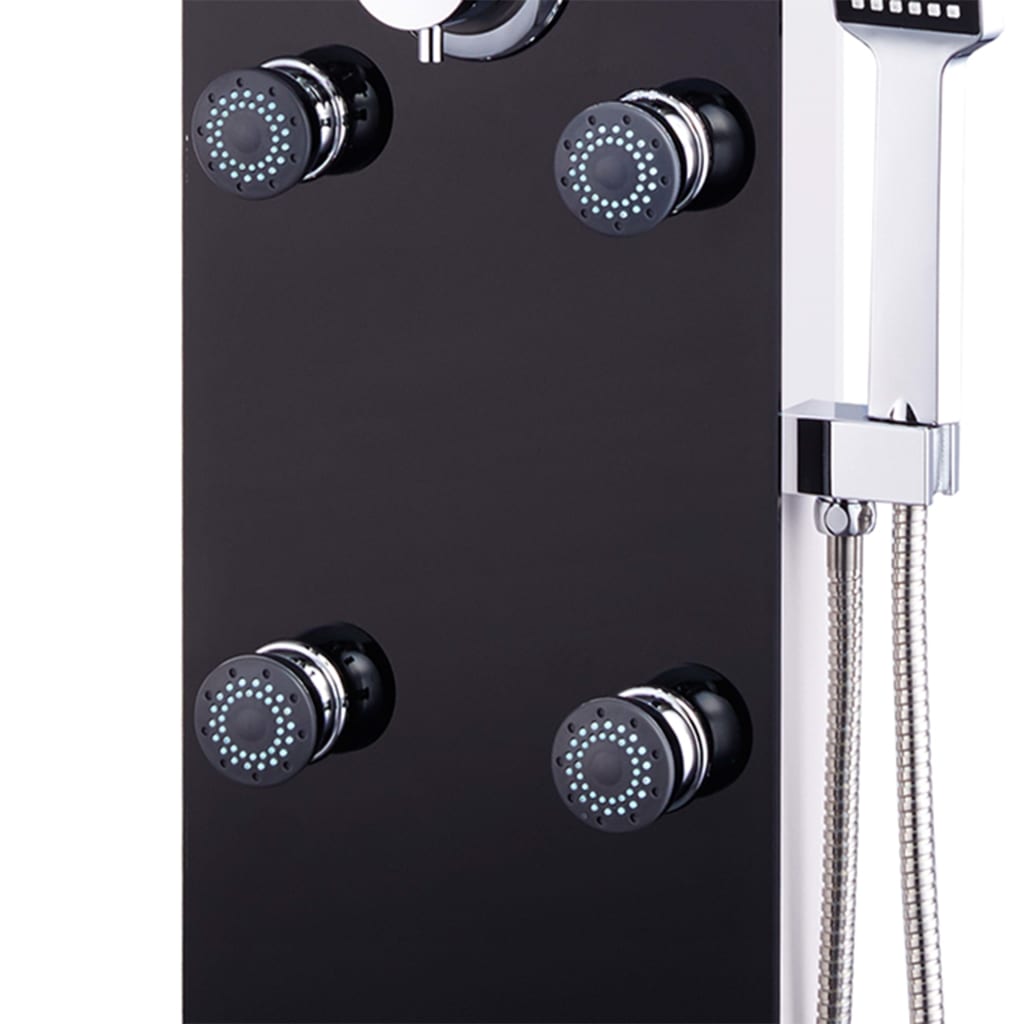 Shower Panel Unit Glass 25x44,6x130 cm Black