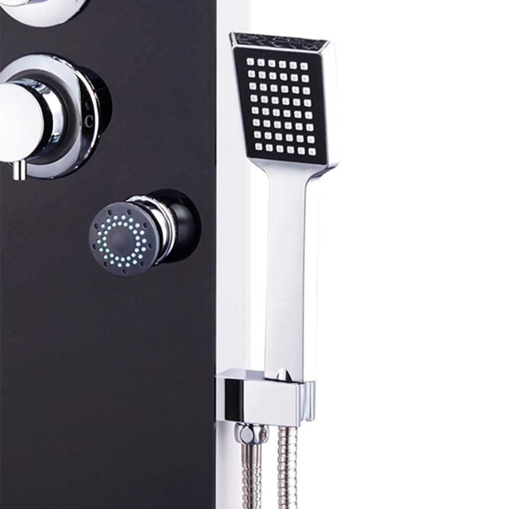 Shower Panel Unit Glass 25x44,6x130 cm Black
