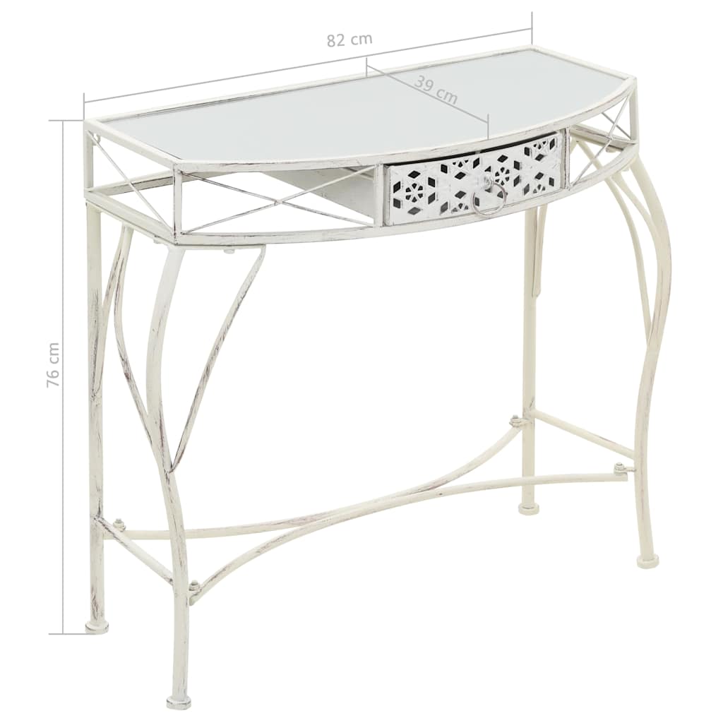 Side Table French Style Metal 82x39x76 cm White