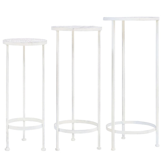 vidaXL Plant Stand Set 3 Pieces Vintage Style Metal Antique White