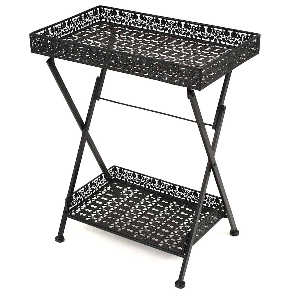 245941 vidaXL Folding Tea Table Vintage Style Metal 58x35x72 cm Black