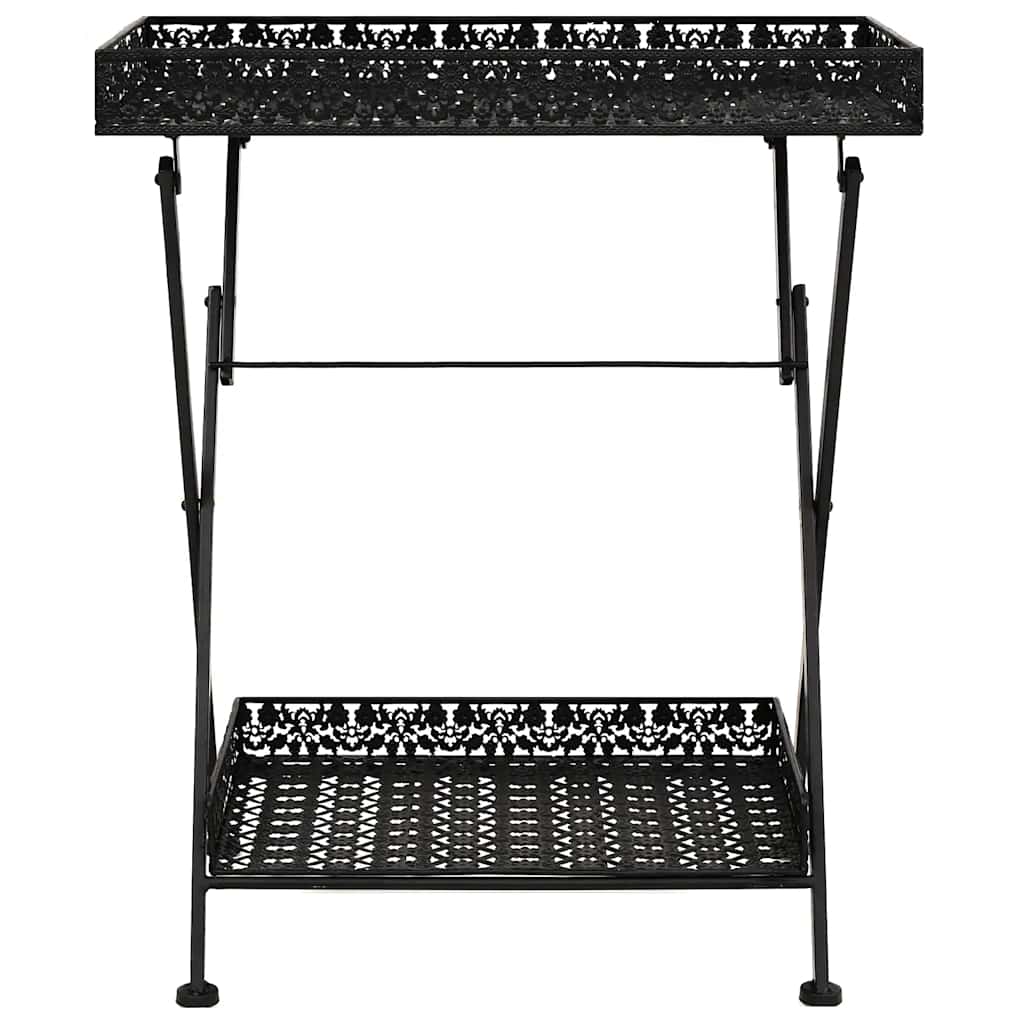 245941 vidaXL Folding Tea Table Vintage Style Metal 58x35x72 cm Black