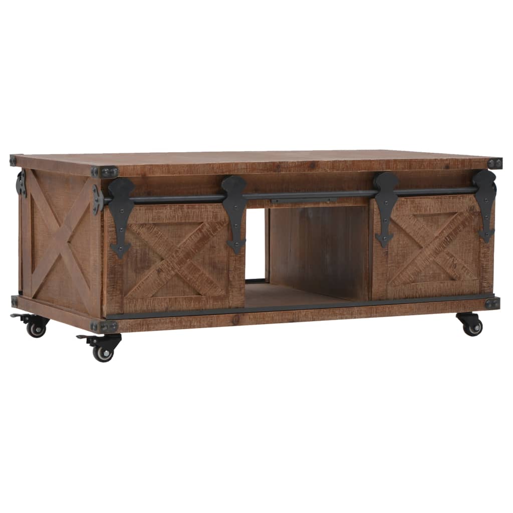 246119 vidaXL Coffee Table Solid Fir Wood 91x51x38 cm Brown