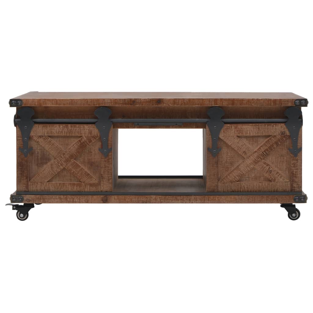 246119 vidaXL Coffee Table Solid Fir Wood 91x51x38 cm Brown