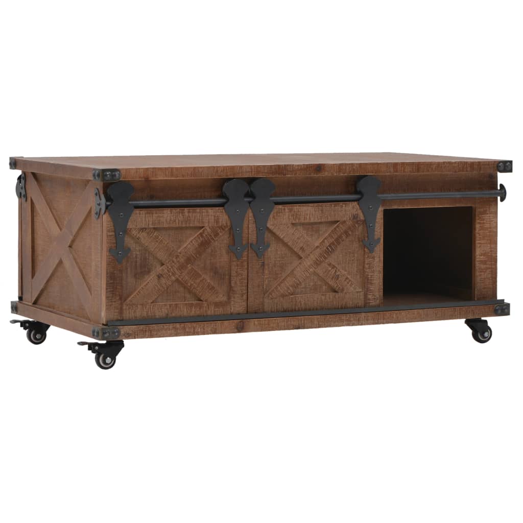 246119 vidaXL Coffee Table Solid Fir Wood 91x51x38 cm Brown