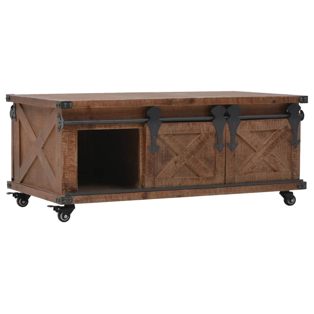 246119 vidaXL Coffee Table Solid Fir Wood 91x51x38 cm Brown