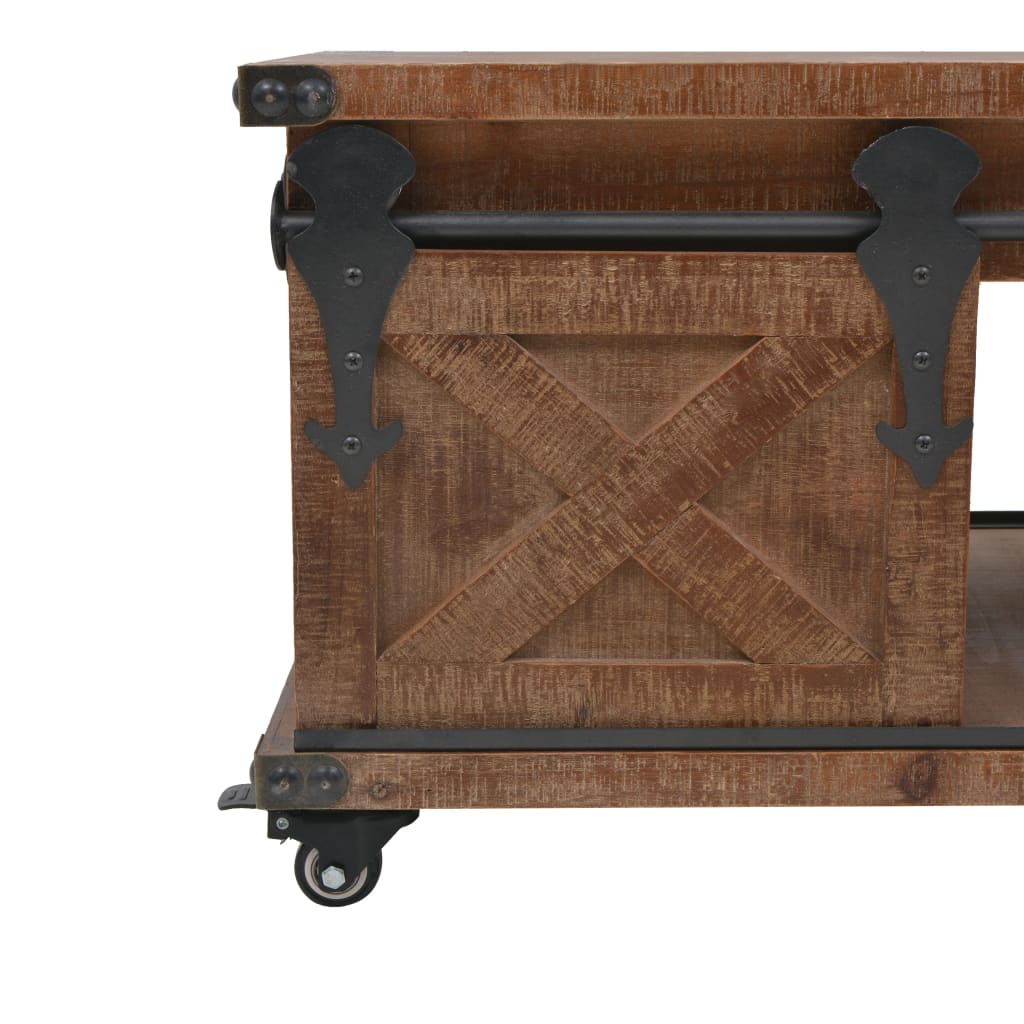 246119 vidaXL Coffee Table Solid Fir Wood 91x51x38 cm Brown