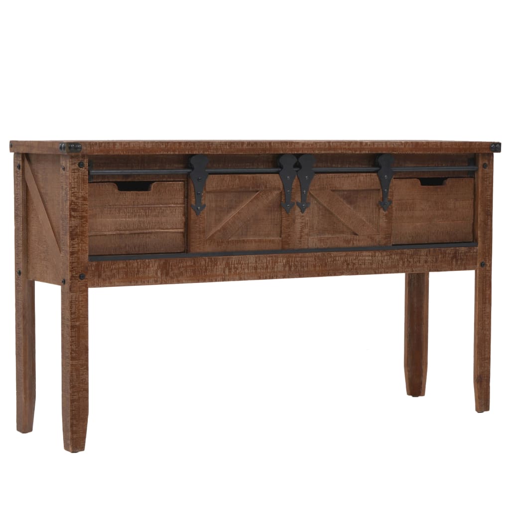 246121 vidaXL Console Table Solid Fir Wood 131x35,5x75 cm Brown