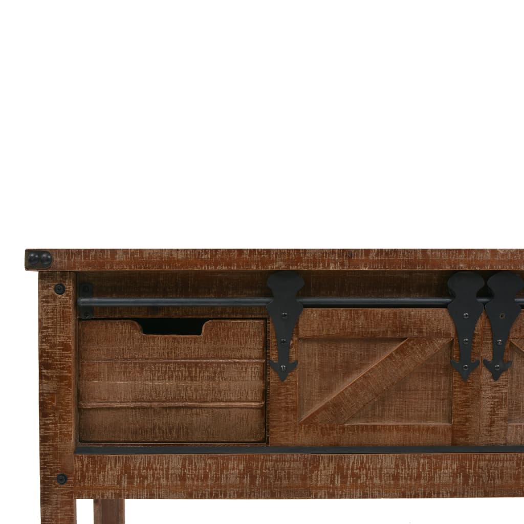 246121 vidaXL Console Table Solid Fir Wood 131x35,5x75 cm Brown