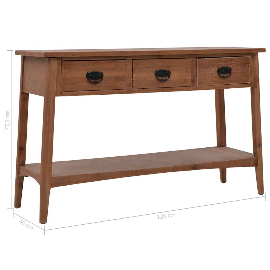246122 vidaXL Console Table Solid Fir Wood 126x40x77,5 cm Brown