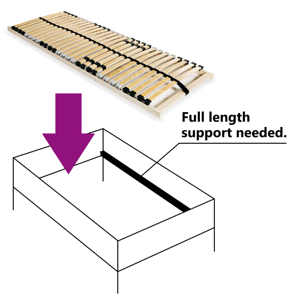 Slatted Bed Base without Mattress with 28 Slats 7 Zones 80x200 cm