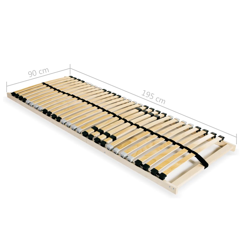 Slatted Bed Base without Mattress with 28 Slats 7 Zones 90x200 cm