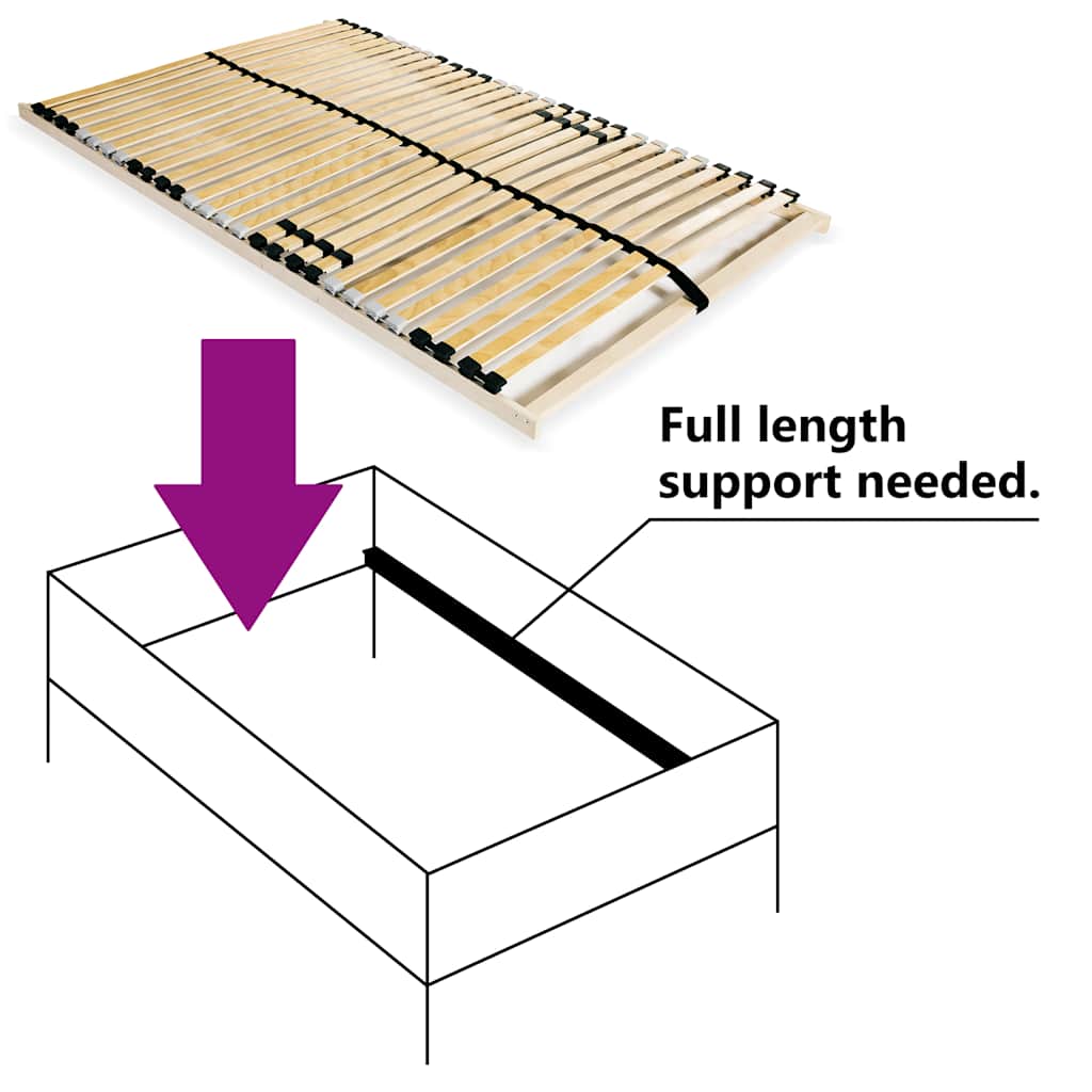 Slatted Bed Base without Mattress with 28 Slats 7 Zones 100x200 cm