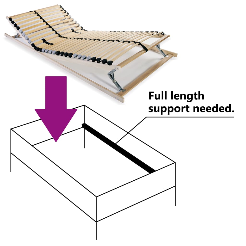 Slatted Bed Base without Mattress with 28 Slats 7 Zones 70x200 cm
