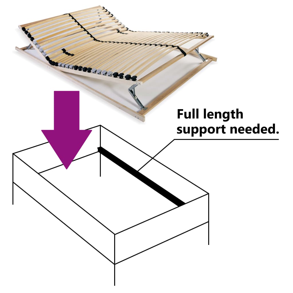 vidaXL Slatted Bed Base without Mattress with 28 Slats 7 Zones 120x200 cm