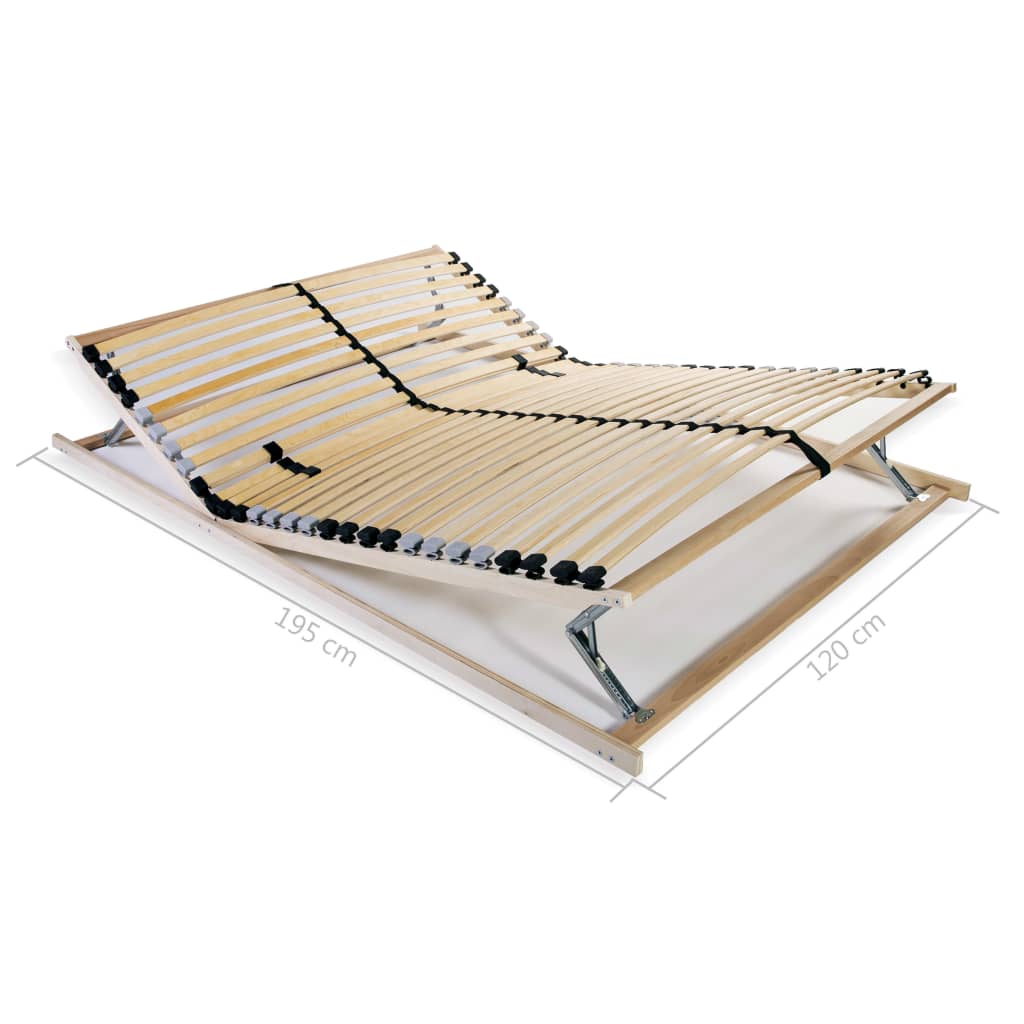 vidaXL Slatted Bed Base without Mattress with 28 Slats 7 Zones 120x200 cm