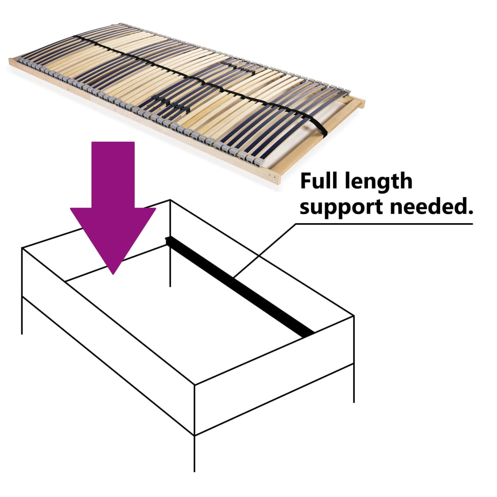 vidaXL Slatted Bed Base without Mattress with 42 Slats 7 Zones 120x200 cm