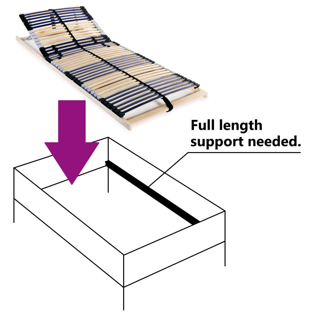 vidaXL Slatted Bed Base without Mattress with 42 Slats 7 Zones 70x200 cm