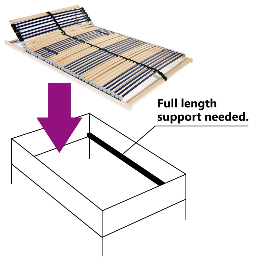 Slatted Bed Base without Mattress with 42 Slats 7 Zones 100x200 cm