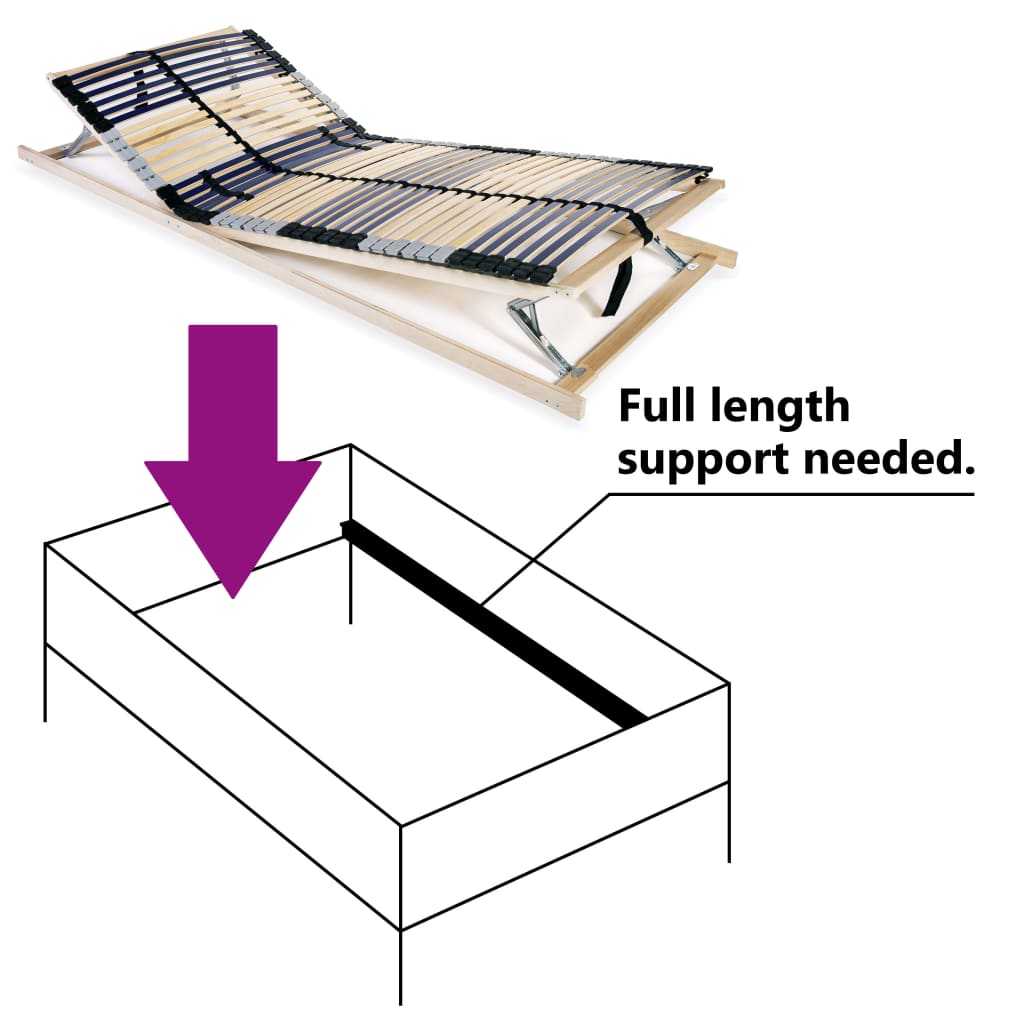 vidaXL Slatted Bed Base without Mattress with 42 Slats 7 Zones 70x200 cm