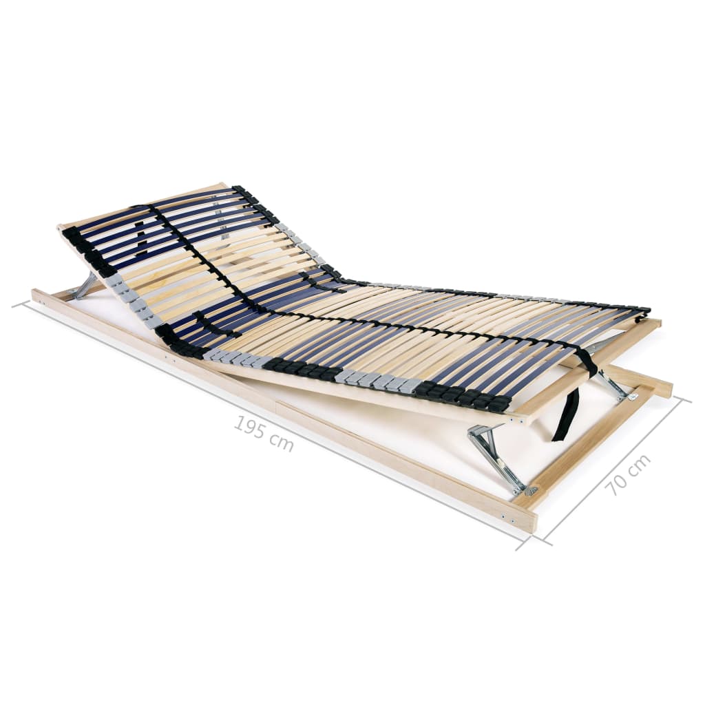 vidaXL Slatted Bed Base without Mattress with 42 Slats 7 Zones 70x200 cm