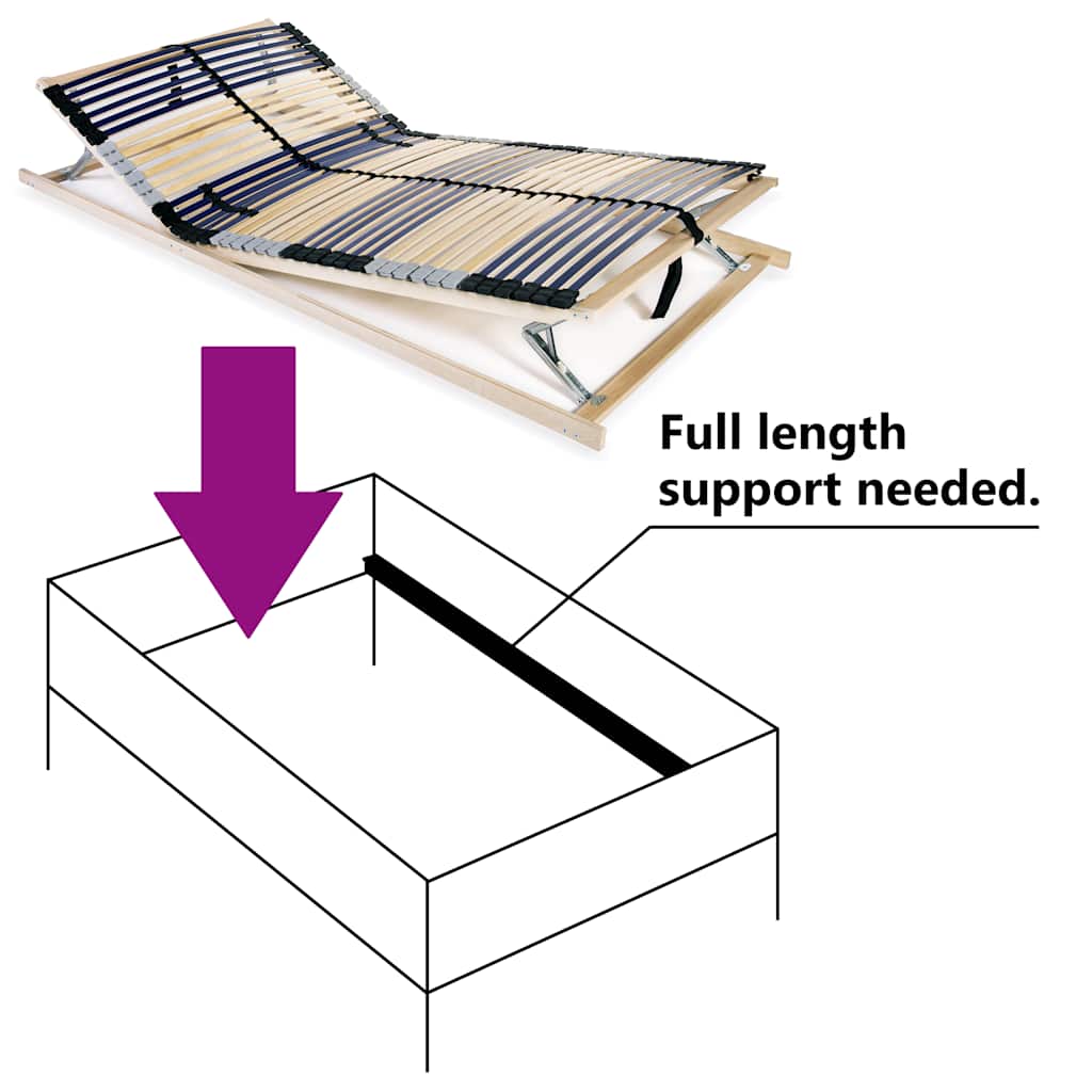 Slatted Bed Base without Mattress with 42 Slats 7 Zones 120x200 cm