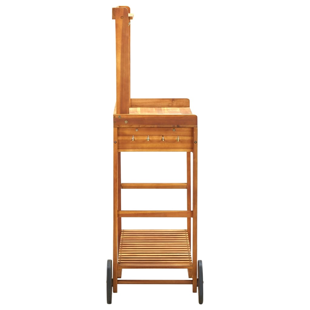 vidaXL Garden Kitchen Trolley Solid Acacia Wood 92x43.5x141.5 cm