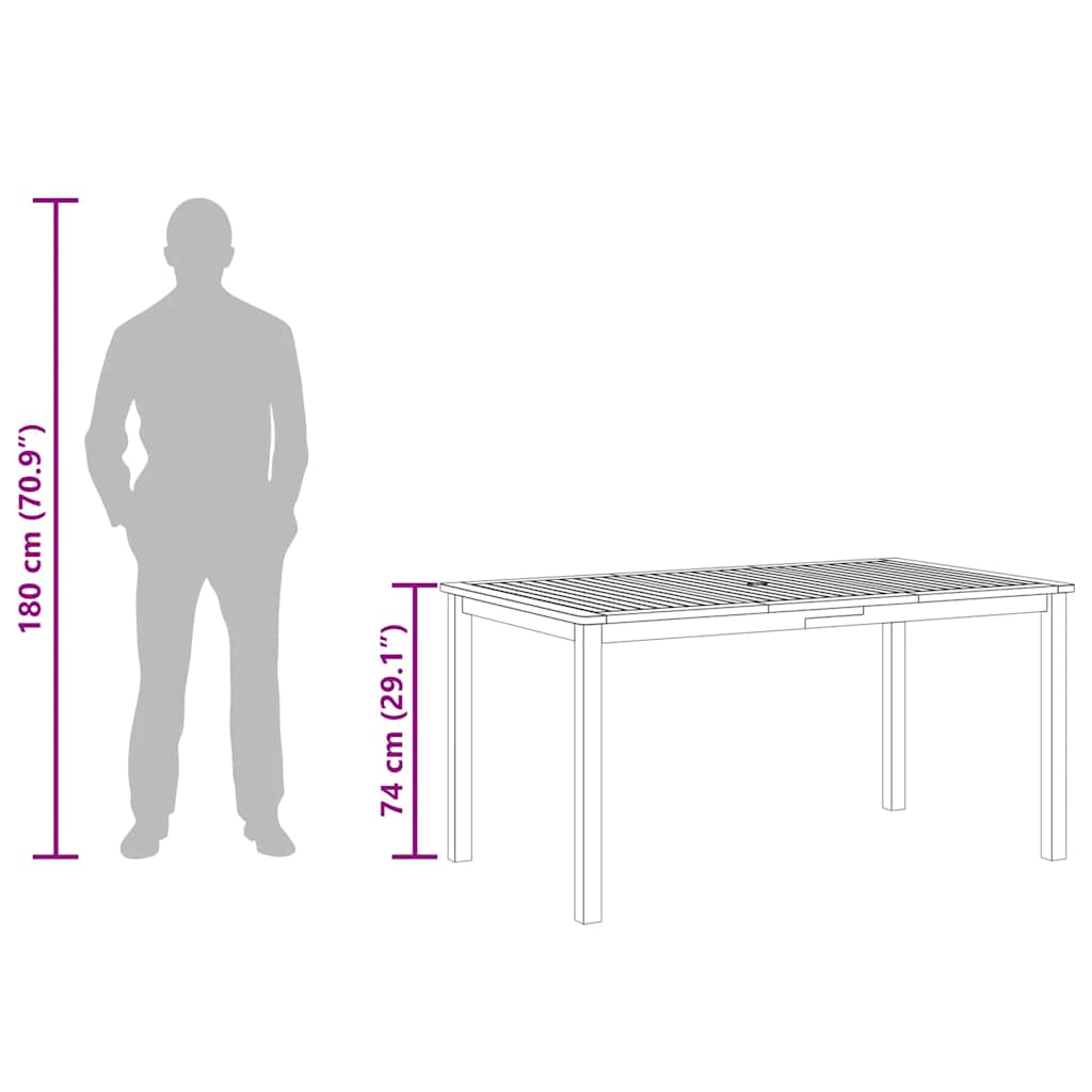 44105 vidaXL Garden Table 150x90x74 cm Solid Acacia Wood