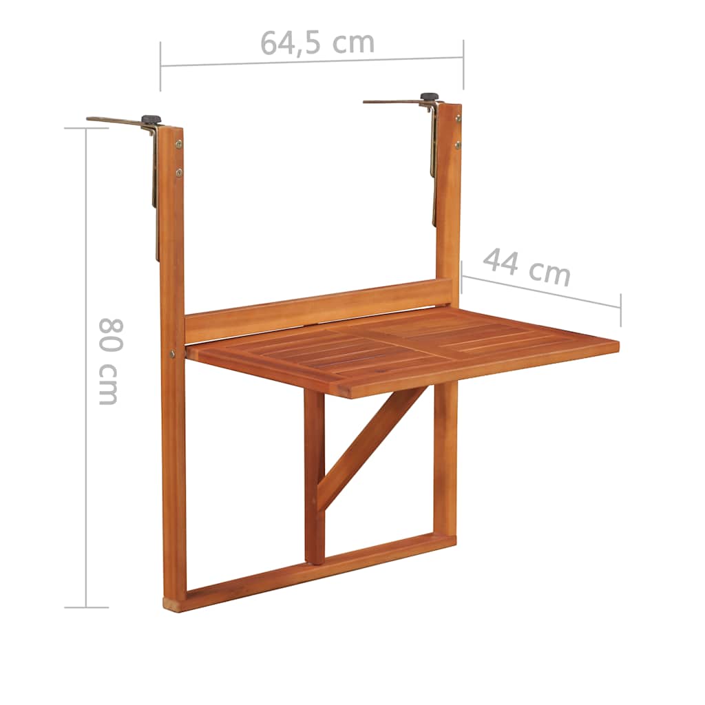 44118 vidaXL Hanging Balcony Table 64,5x44x80 cm Solid Acacia Wood
