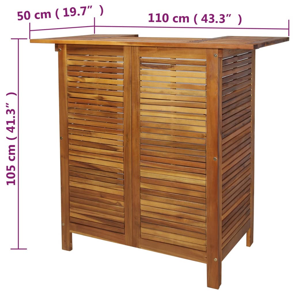 vidaXL Bar Table 110x50x105 cm Solid Acacia Wood