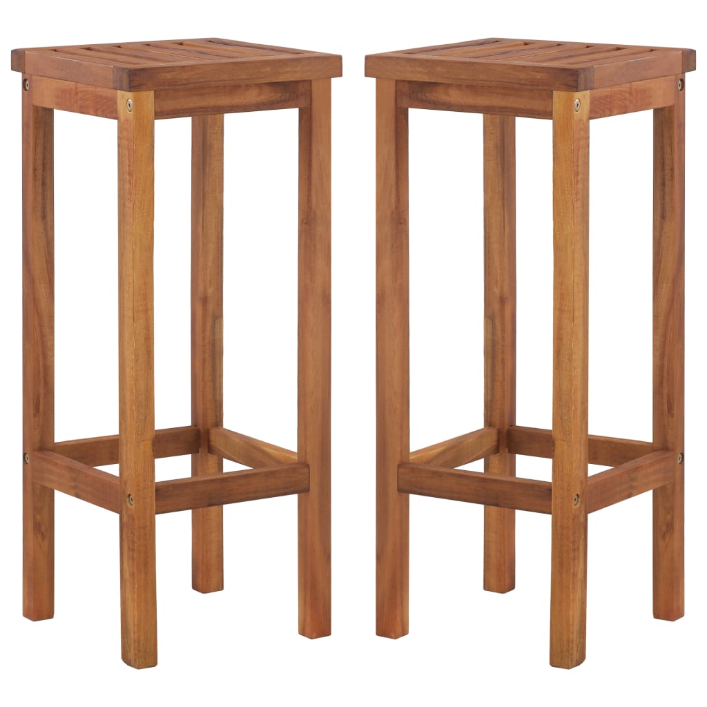 Bar Chair | Set of 2 | Natural wood | Solid acacia wood | Medium
