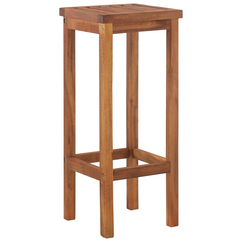 Bar Chair | Set of 2 | Natural wood | Solid acacia wood | Medium
