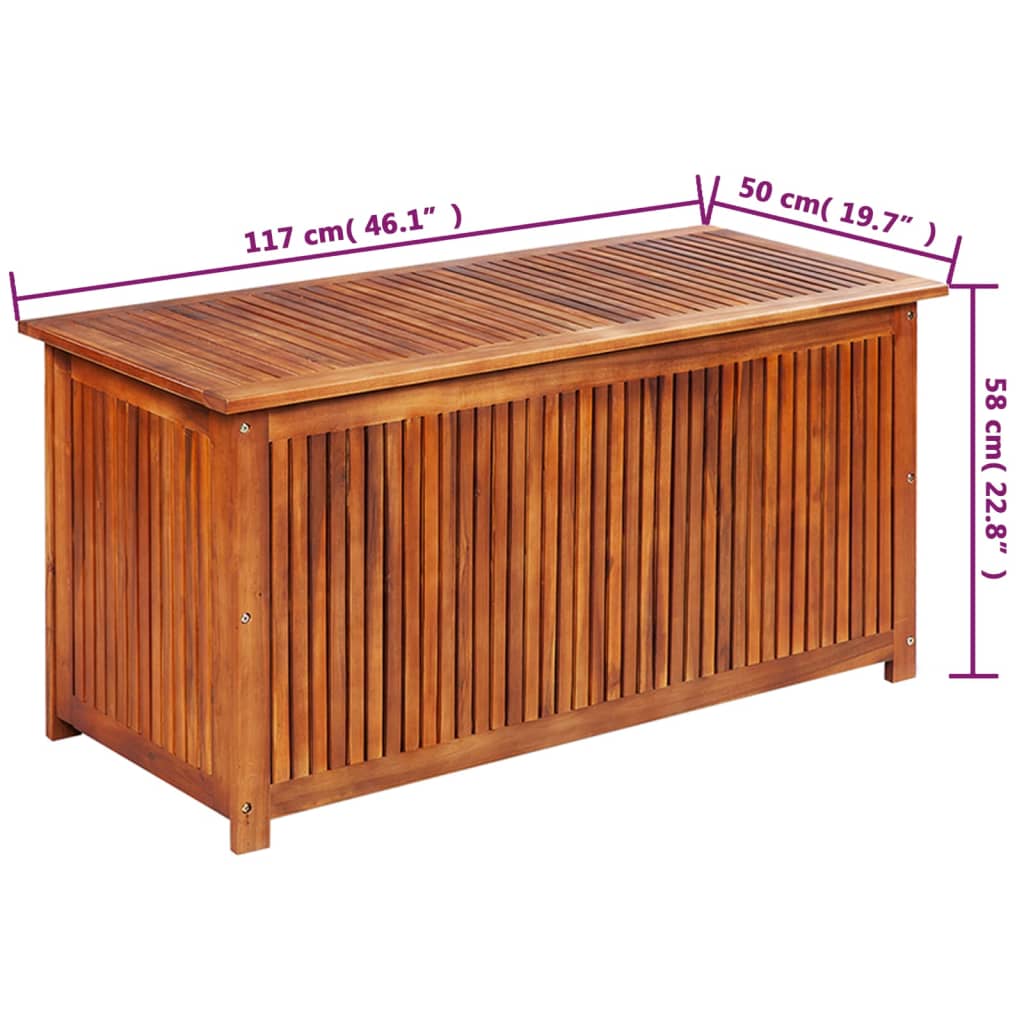 vidaXL Garden Storage Box 117x50x58 cm Solid Acacia Wood