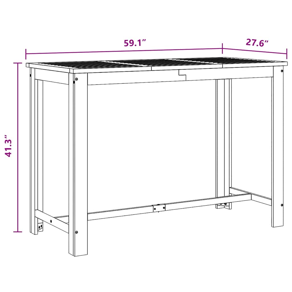 Bar Table Solid Acacia Wood 150x70x105 cm