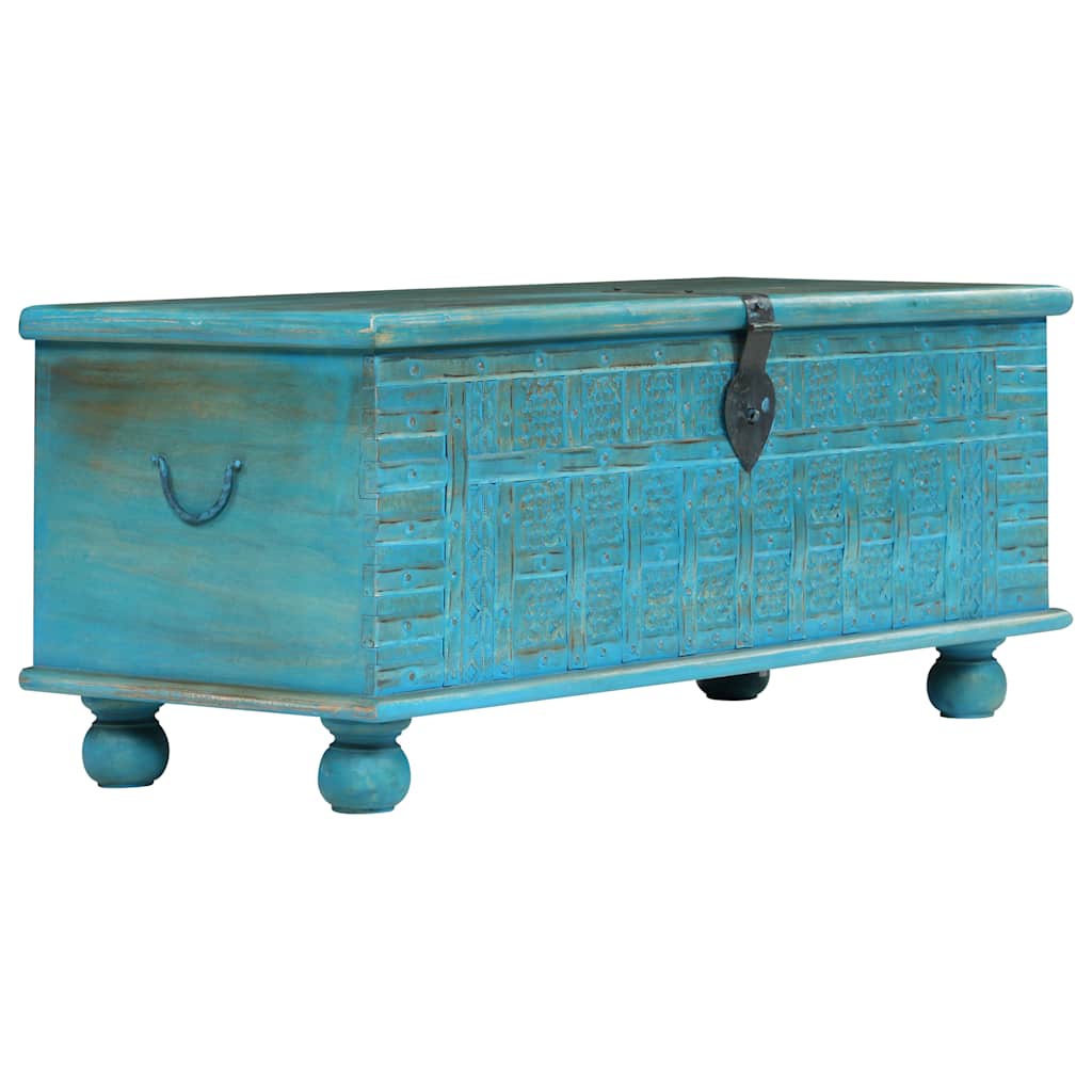 246479 vidaXL Storage Chest Solid Mango Wood Blue 100x40x41 cm