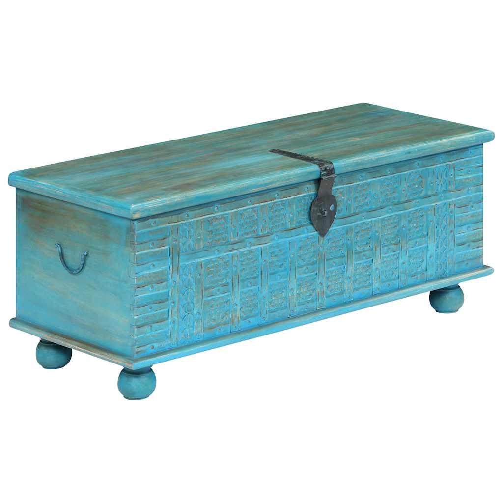 246479 vidaXL Storage Chest Solid Mango Wood Blue 100x40x41 cm