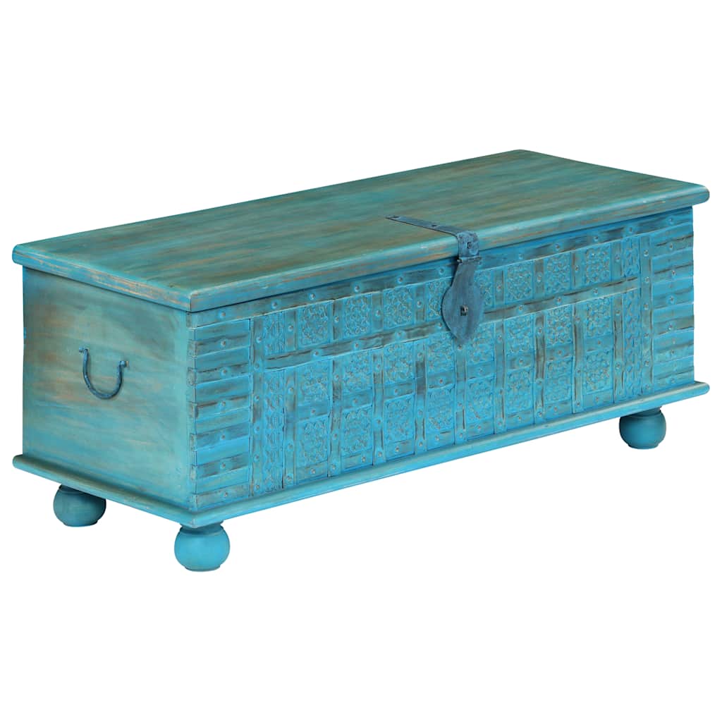 246479 vidaXL Storage Chest Solid Mango Wood Blue 100x40x41 cm