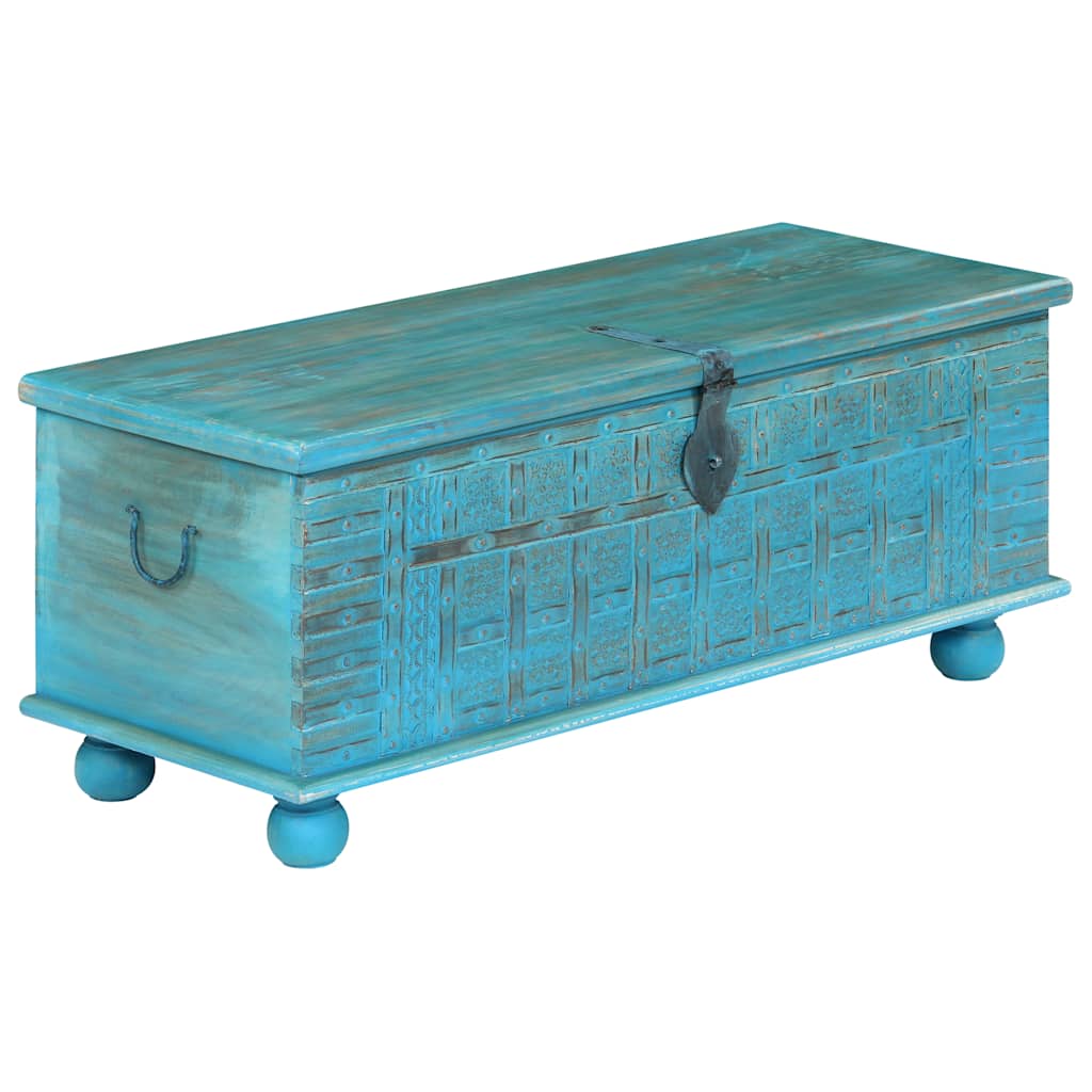 246479 vidaXL Storage Chest Solid Mango Wood Blue 100x40x41 cm