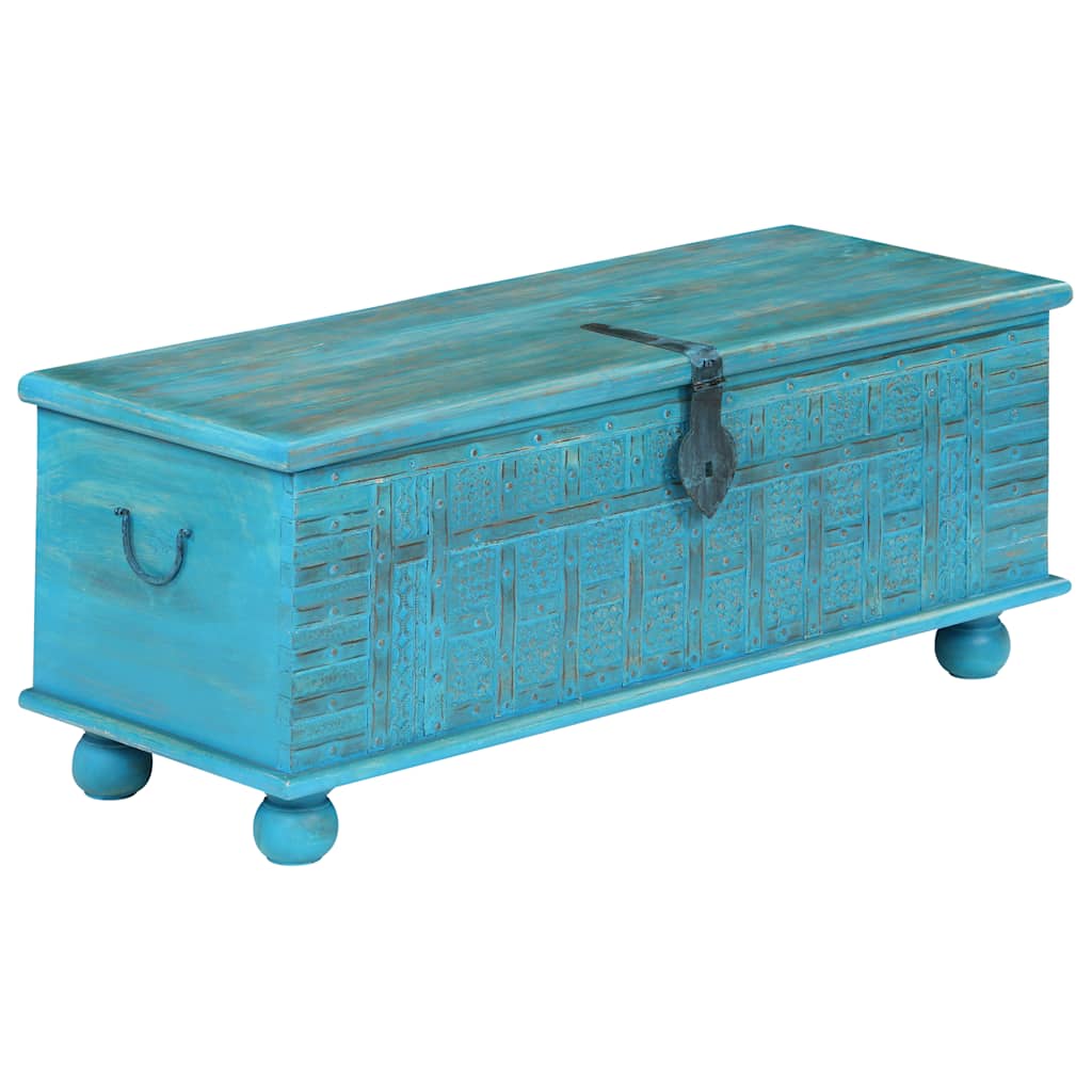 246479 vidaXL Storage Chest Solid Mango Wood Blue 100x40x41 cm