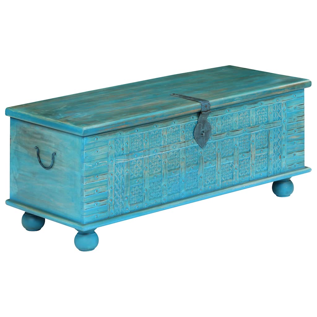 246479 vidaXL Storage Chest Solid Mango Wood Blue 100x40x41 cm