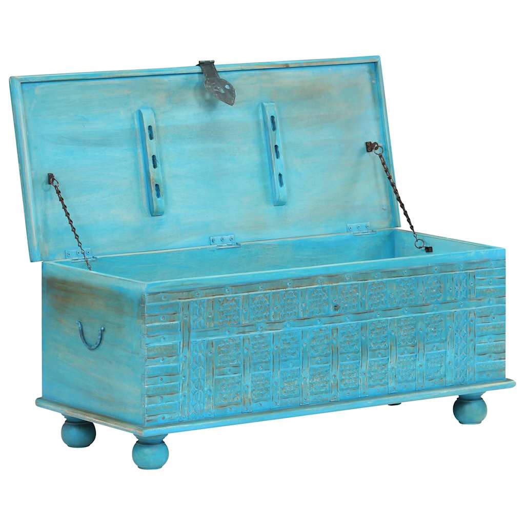 246479 vidaXL Storage Chest Solid Mango Wood Blue 100x40x41 cm