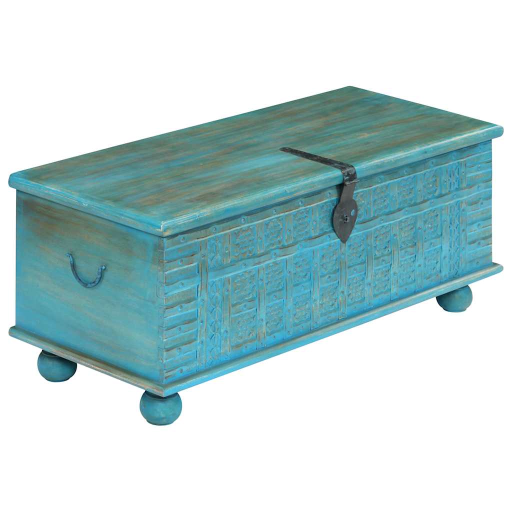 246479 vidaXL Storage Chest Solid Mango Wood Blue 100x40x41 cm
