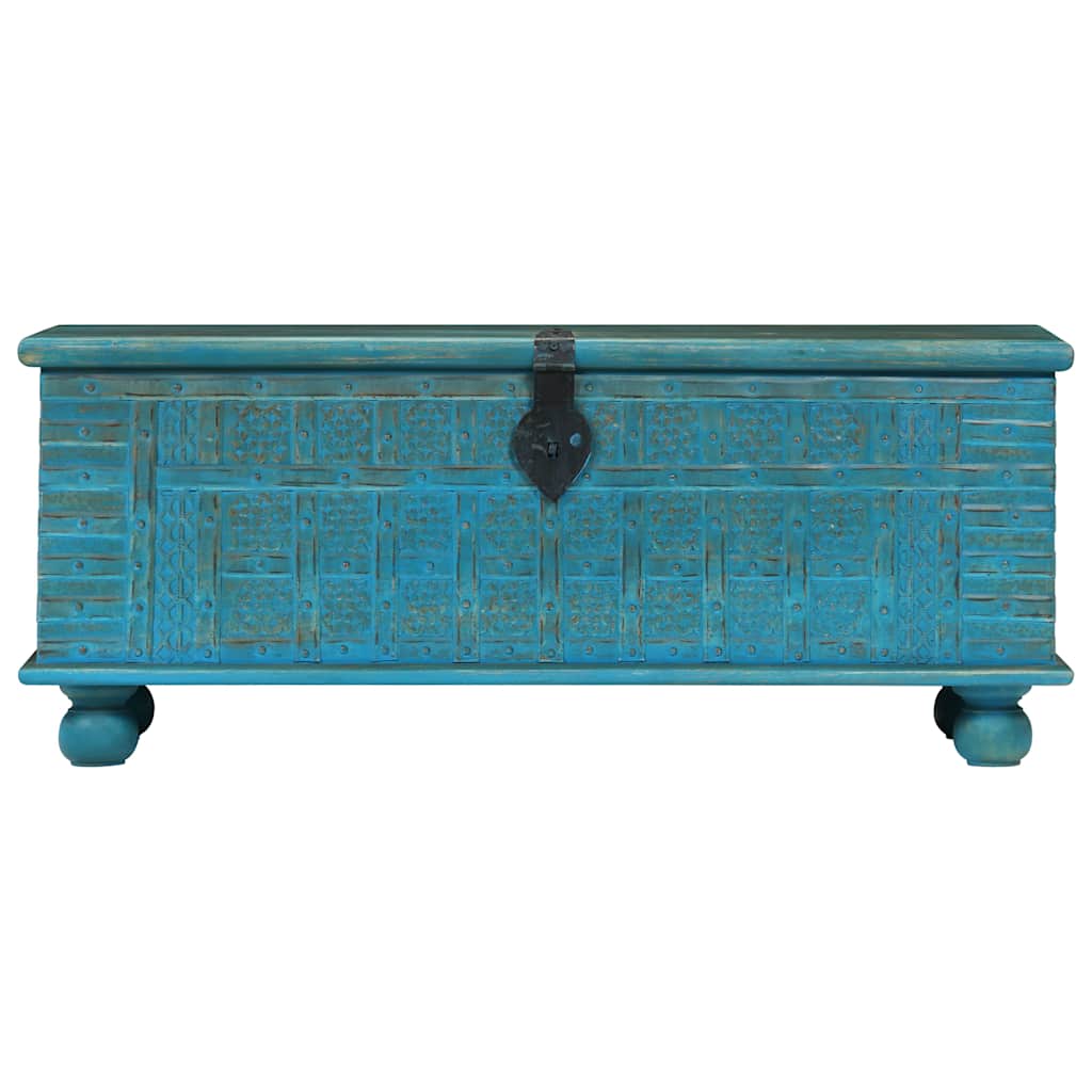 246479 vidaXL Storage Chest Solid Mango Wood Blue 100x40x41 cm