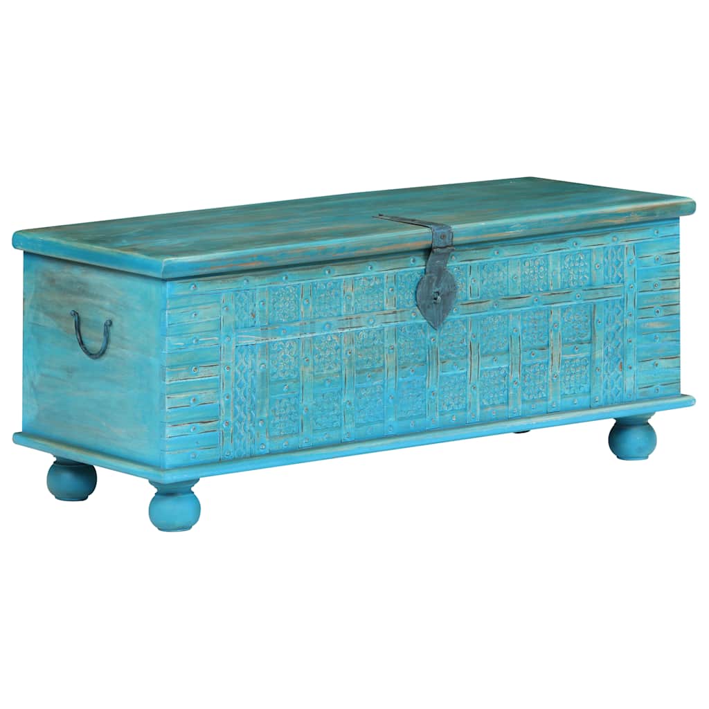 246479 vidaXL Storage Chest Solid Mango Wood Blue 100x40x41 cm