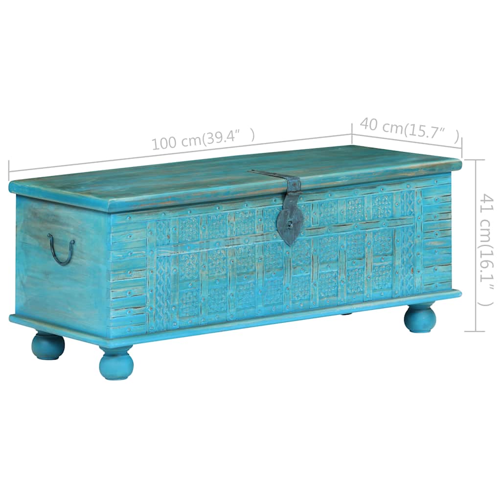 246479 vidaXL Storage Chest Solid Mango Wood Blue 100x40x41 cm