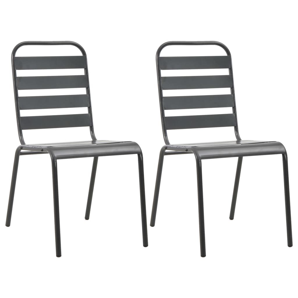 vidaXL Stackable Outdoor Chairs 2 pcs Steel Grey