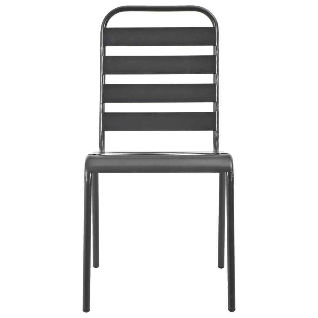 vidaXL Stackable Outdoor Chairs 2 pcs Steel Grey